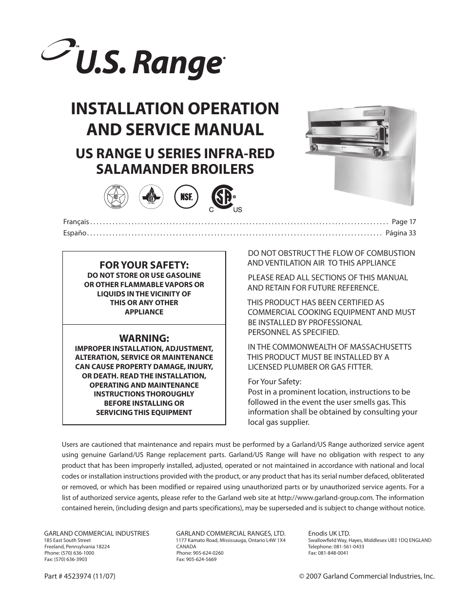 Garland Salamander Broiler User Manual | 52 pages