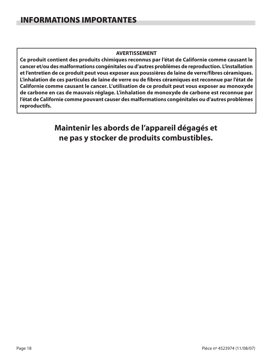 Informations importantes | Garland Salamander Broiler User Manual | Page 18 / 52