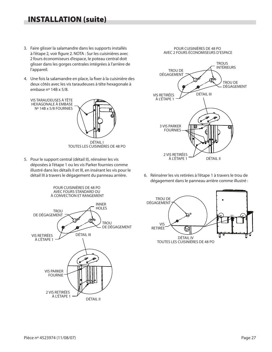 Installation (suite) | Garland Salamander Broiler User Manual | Page 27 / 52