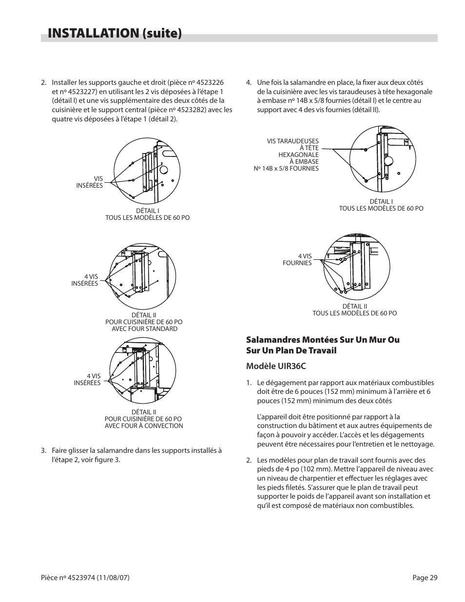 Installation (suite) | Garland Salamander Broiler User Manual | Page 29 / 52