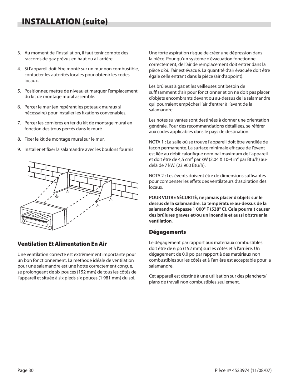 Installation (suite) | Garland Salamander Broiler User Manual | Page 30 / 52