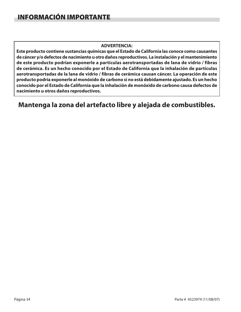 Información importante | Garland Salamander Broiler User Manual | Page 34 / 52