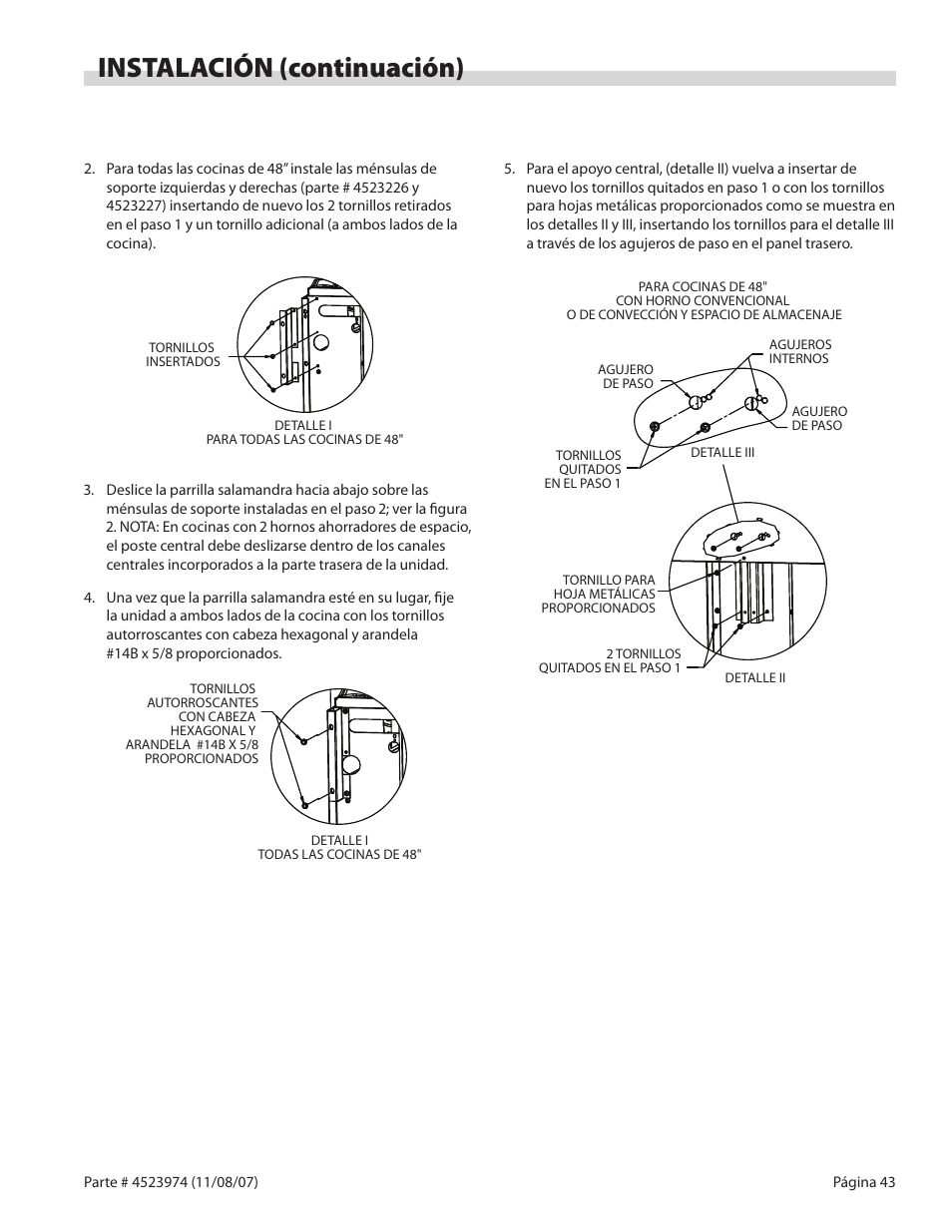Instalación (continuación) | Garland Salamander Broiler User Manual | Page 43 / 52