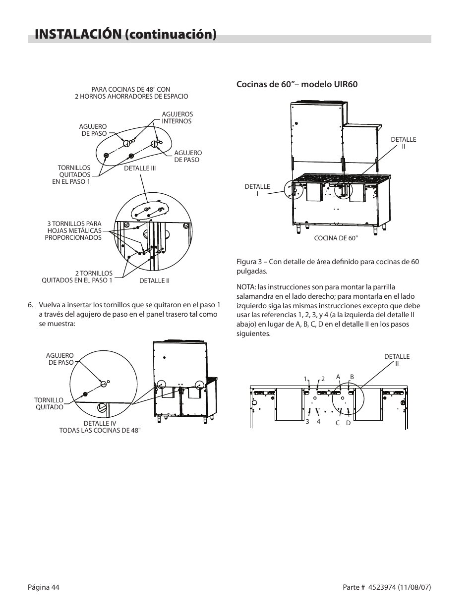 Instalación (continuación) | Garland Salamander Broiler User Manual | Page 44 / 52