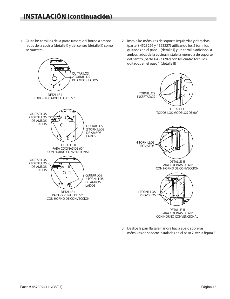 Instalación (continuación) | Garland Salamander Broiler User Manual | Page 45 / 52
