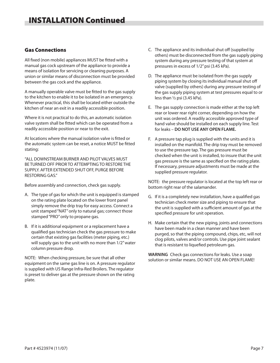 Installation continued | Garland Salamander Broiler User Manual | Page 7 / 52