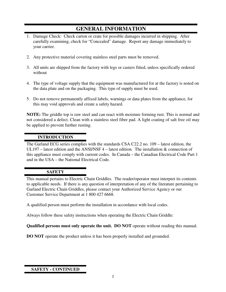 General information | Garland ECG User Manual | Page 2 / 12