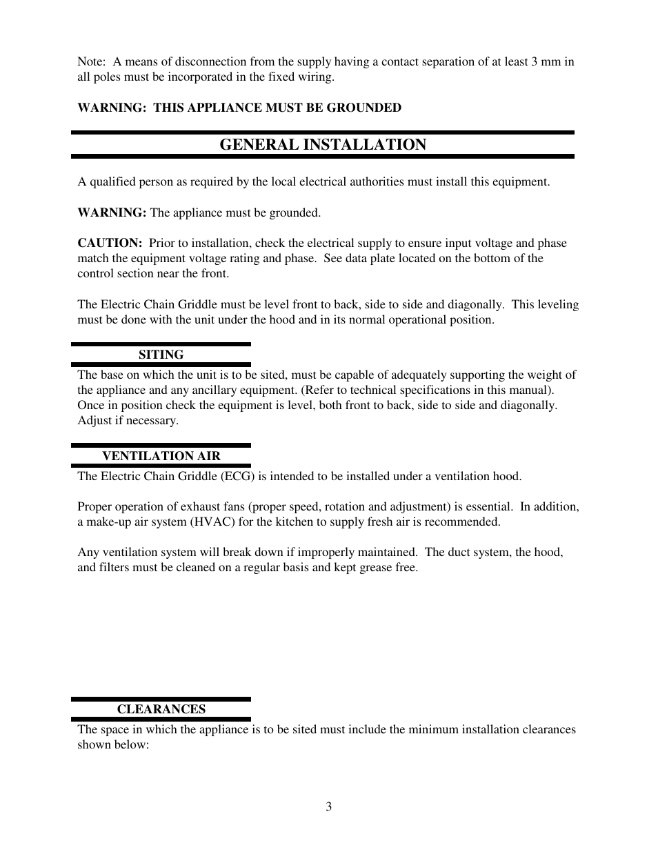 General installation | Garland ECG User Manual | Page 4 / 12