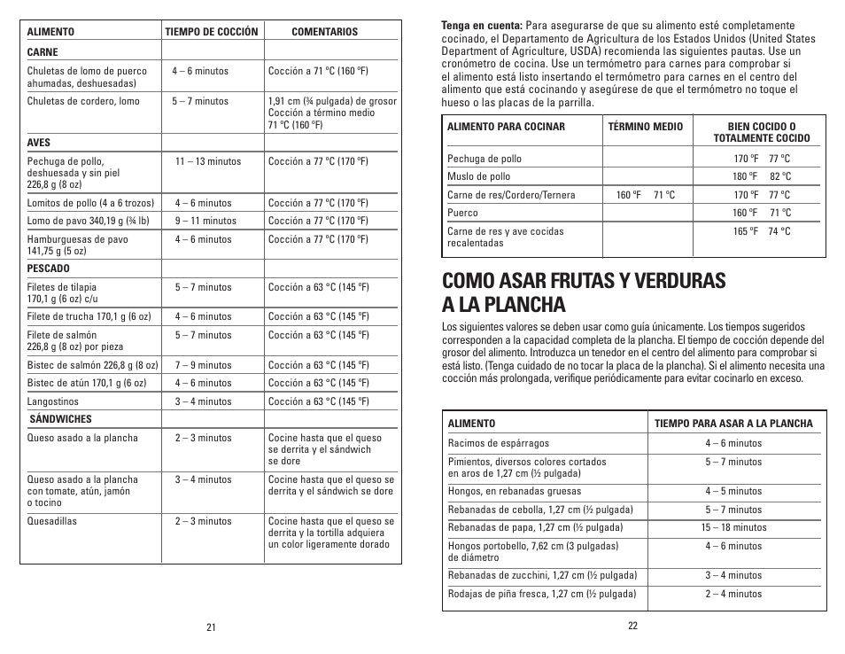 Como asar frutas y verduras a la plancha | George Foreman GR236CTBQ User Manual | Page 12 / 25