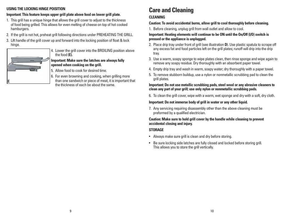Care and cleaning | George Foreman GR236CTBQ User Manual | Page 6 / 25