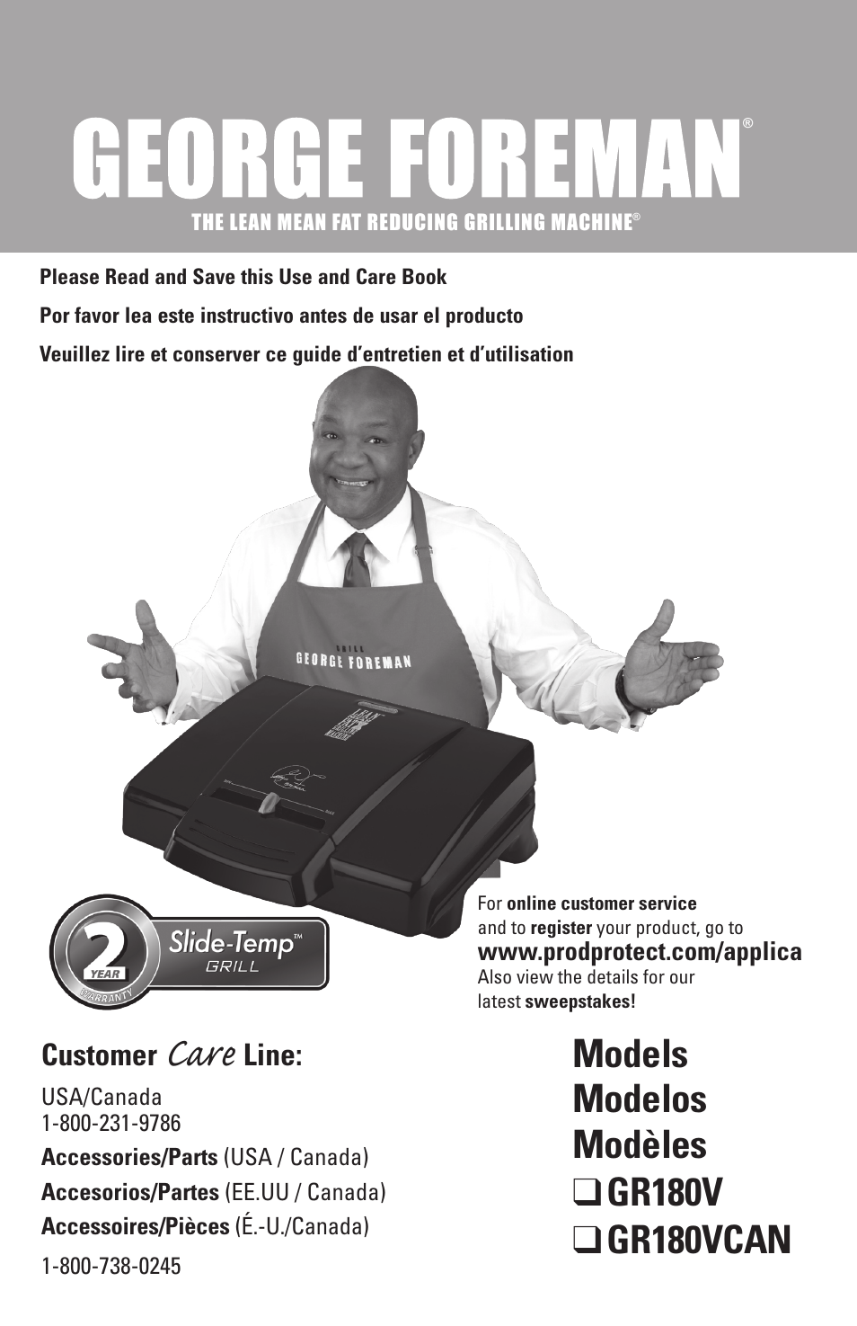 George Foreman GR180V User Manual | 19 pages