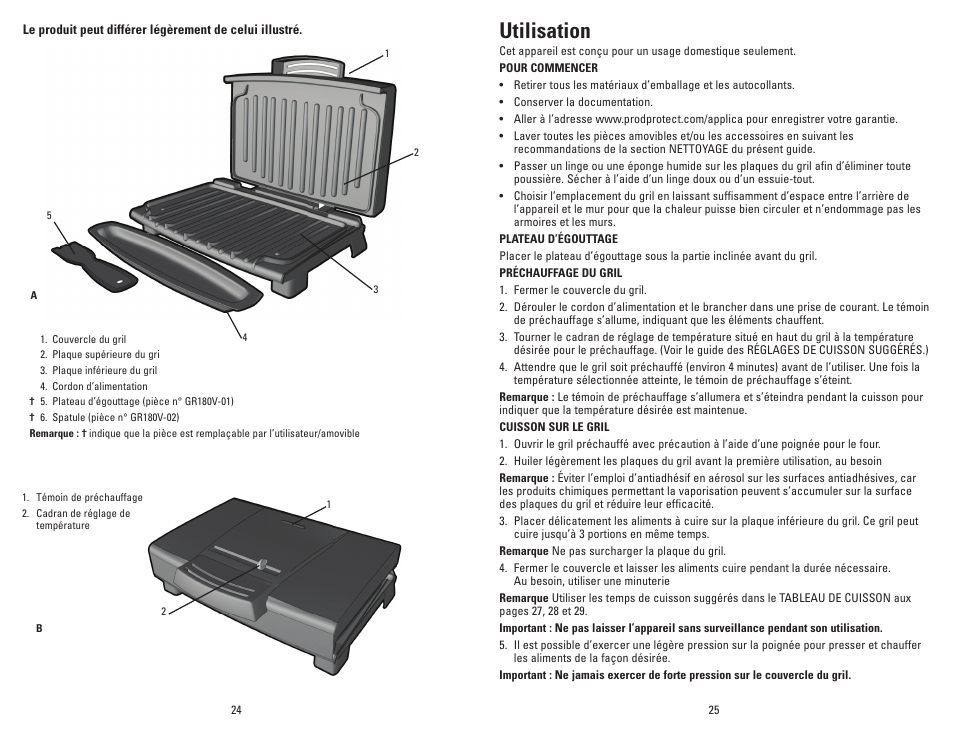 Utilisation | George Foreman GR180V User Manual | Page 13 / 19
