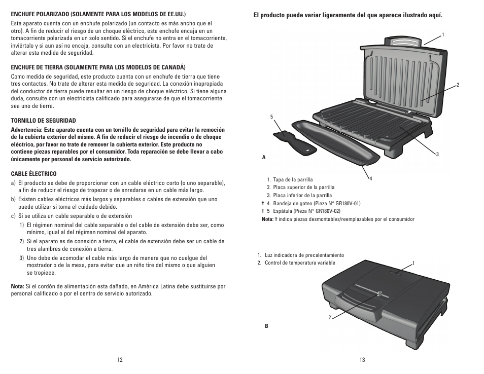 George Foreman GR180V User Manual | Page 7 / 19