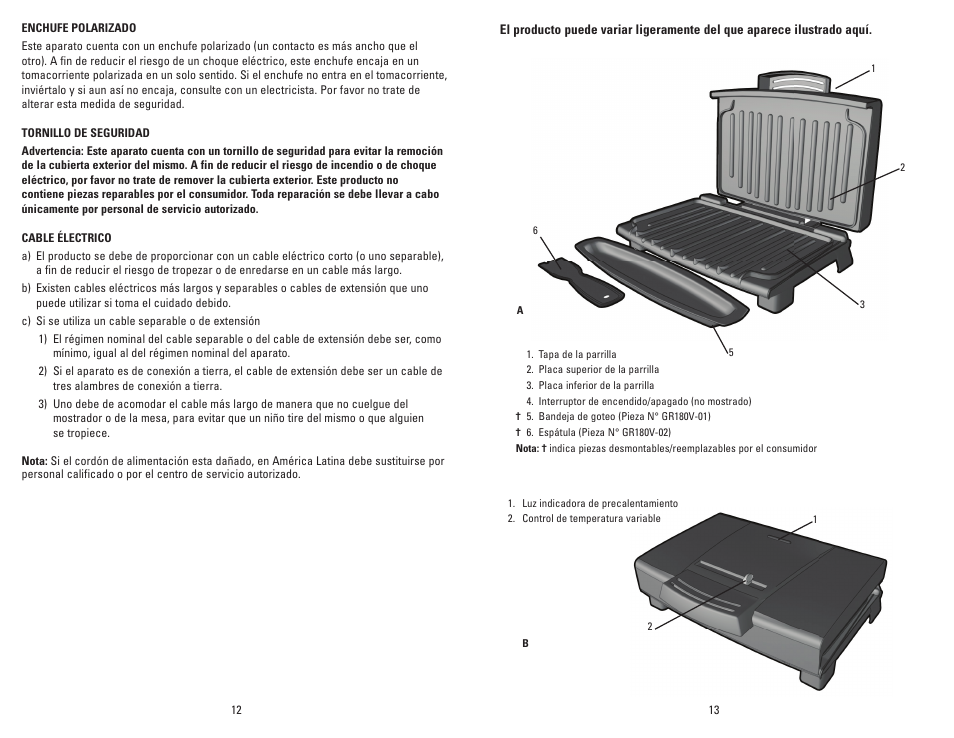 George Foreman Slide-Temp GR120VPQ User Manual | Page 7 / 13