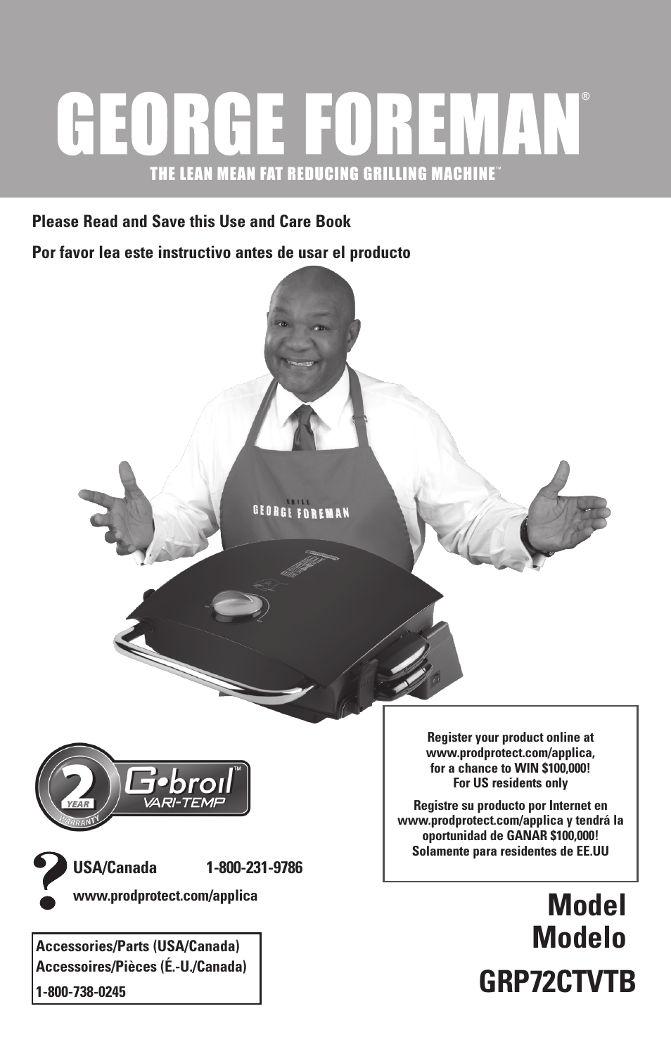 George Foreman GRP72CTVTB User Manual | 19 pages