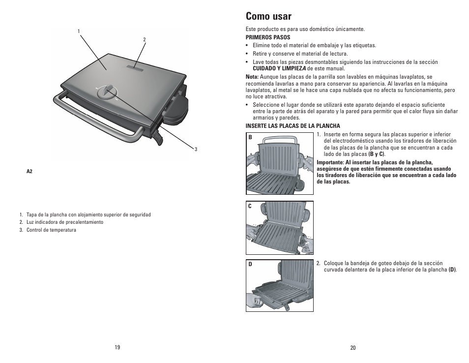 Como usar | George Foreman GRP72CTVTB User Manual | Page 11 / 19