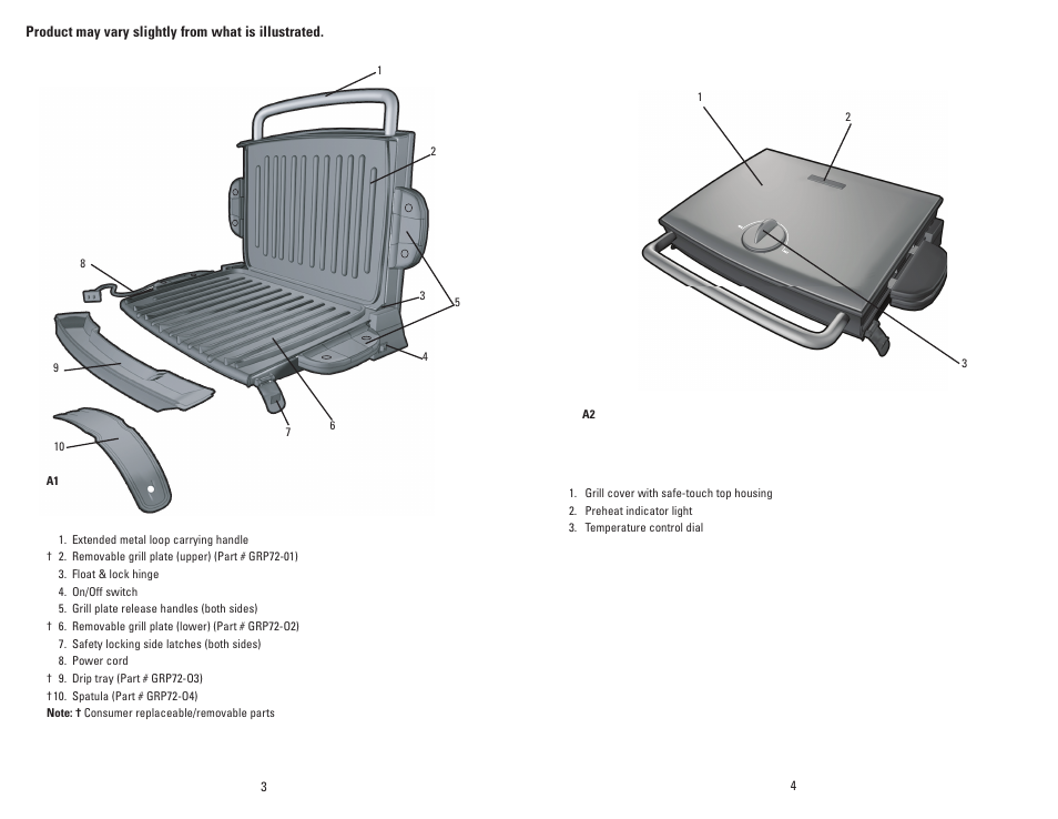 George Foreman GRP72CTVTB User Manual | Page 3 / 19