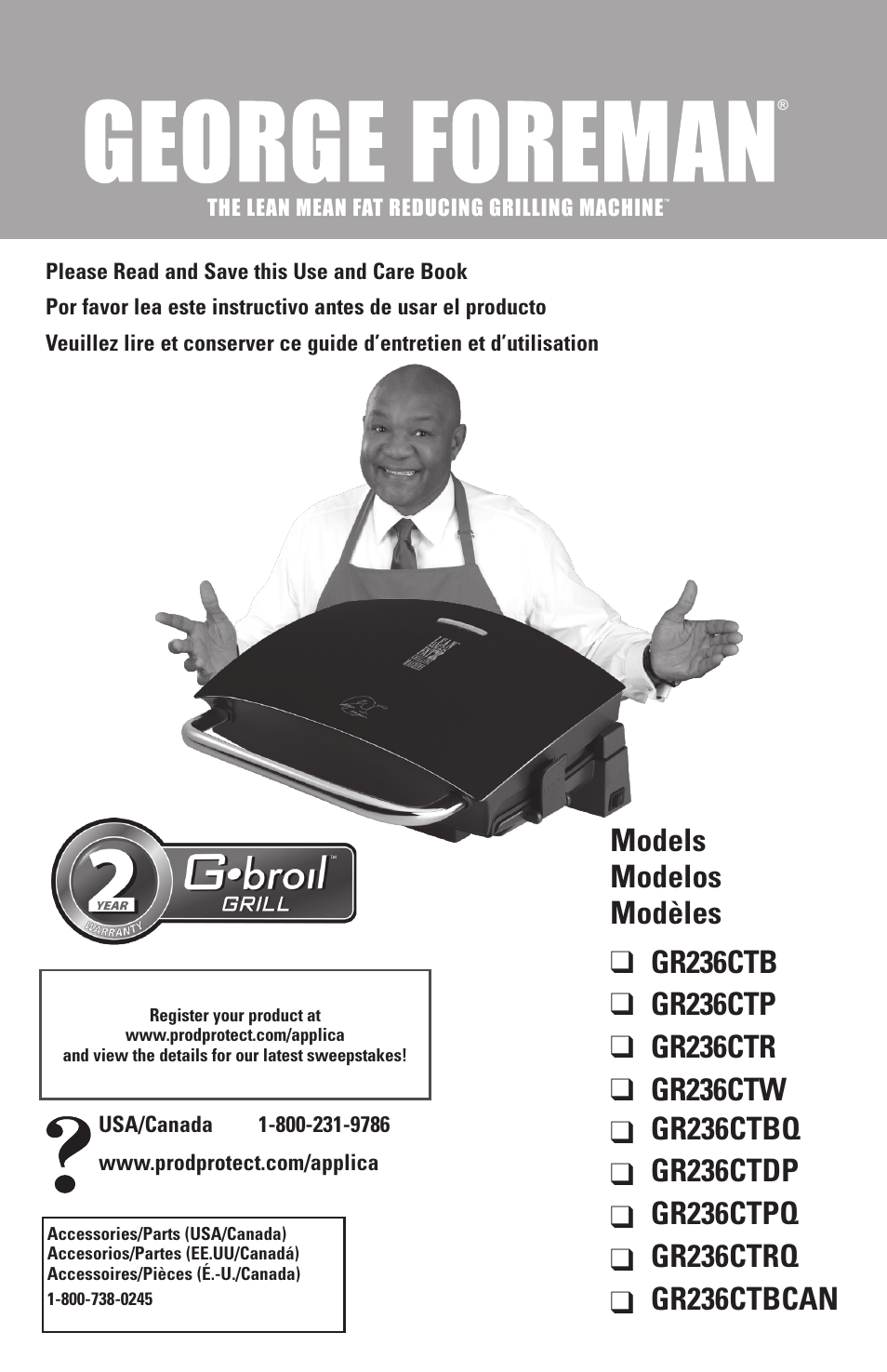 George Foreman GR236CTW User Manual | 25 pages