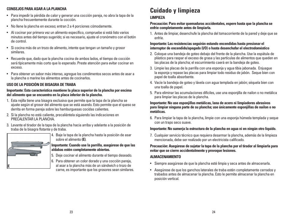 Cuidado y limpieza | George Foreman GR236CTW User Manual | Page 13 / 25