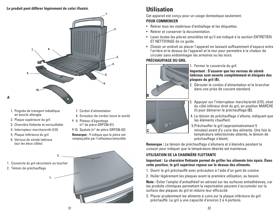 Utilisation | George Foreman GR236CTW User Manual | Page 17 / 25