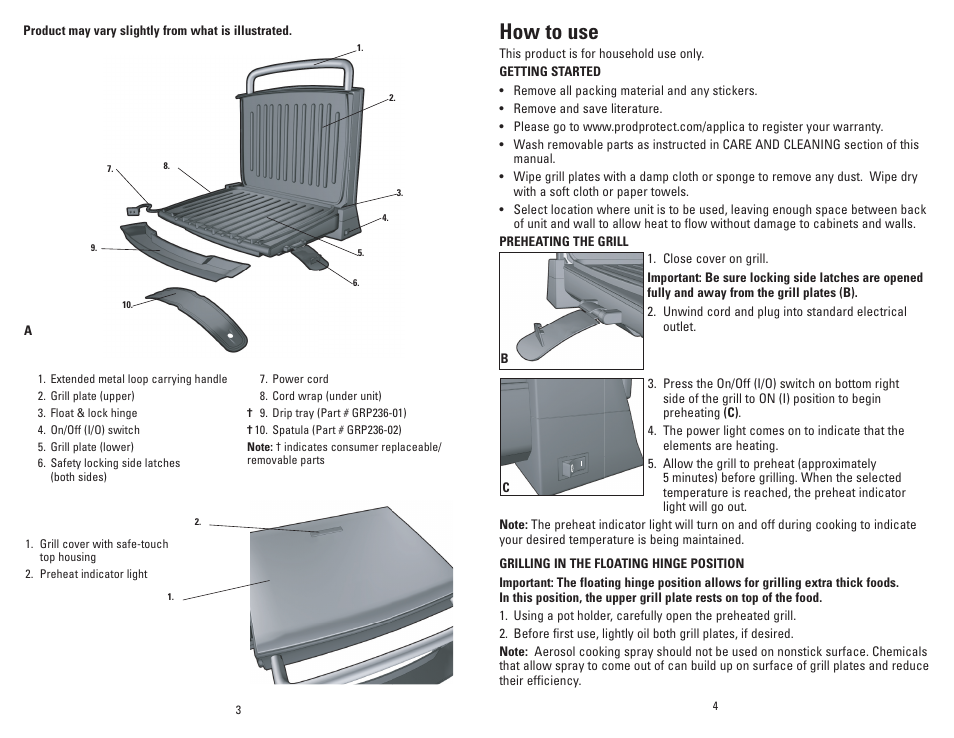 How to use | George Foreman GR236CTW User Manual | Page 3 / 25