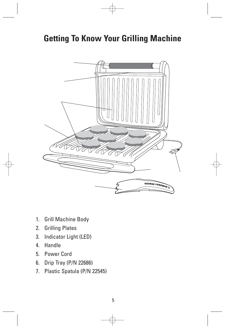 Getting to know your grilling machine | George Foreman GRV160S User Manual | Page 5 / 16