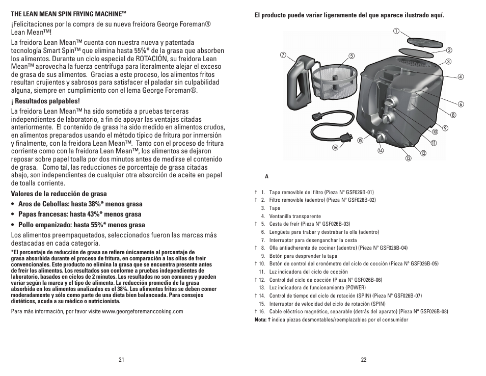 George Foreman GSF026BQVC User Manual | Page 12 / 23