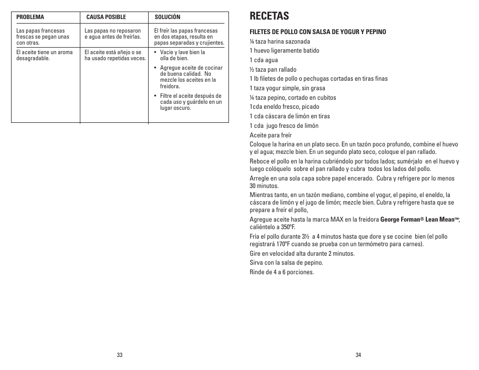 Recetas | George Foreman GSF026BQVC User Manual | Page 18 / 23