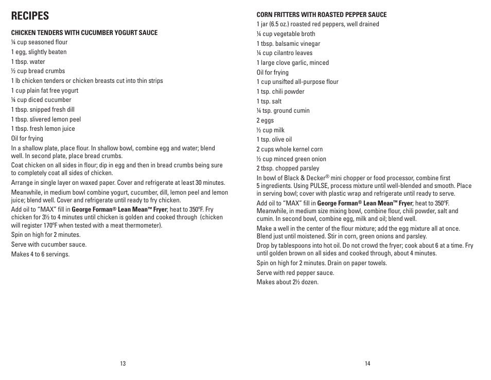 Recipes | George Foreman GSF026BQVC User Manual | Page 8 / 23