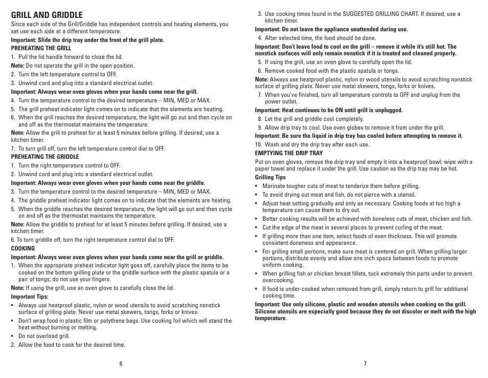 Grill and griddle | George Foreman GF64G User Manual | Page 4 / 15