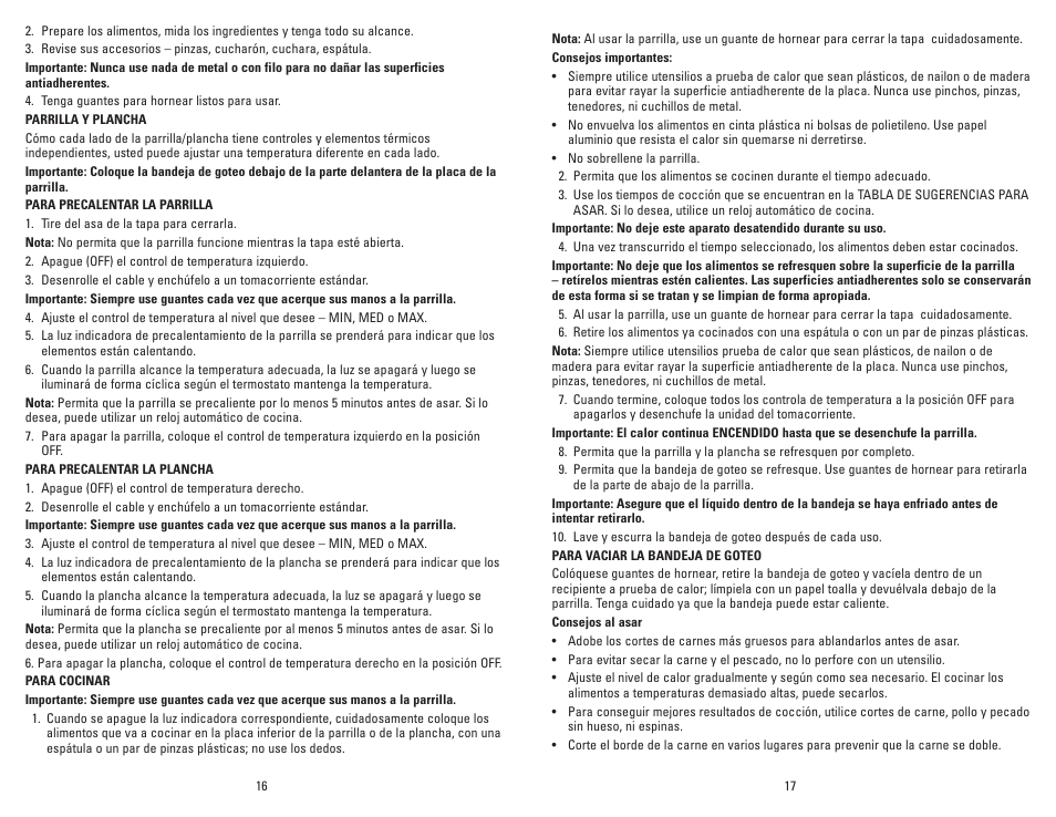 George Foreman GF64G User Manual | Page 9 / 15