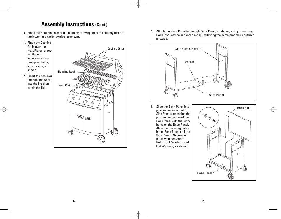 Assembly instructions, Cont.) | George Foreman GBQ440 User Manual | Page 11 / 24