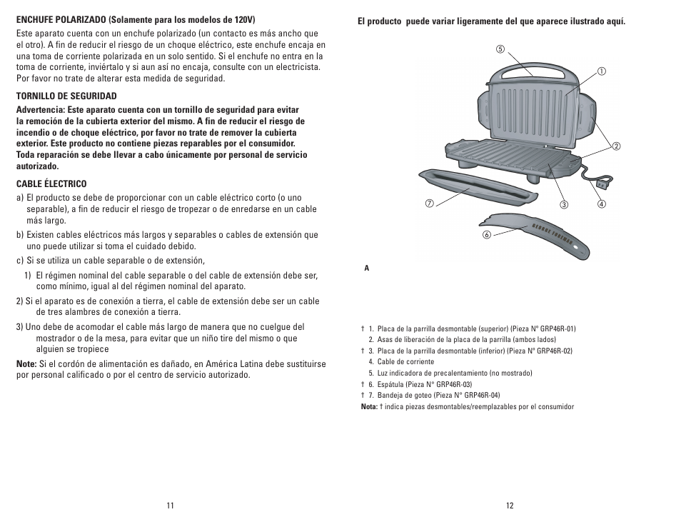 George Foreman GRP46P User Manual | Page 7 / 13