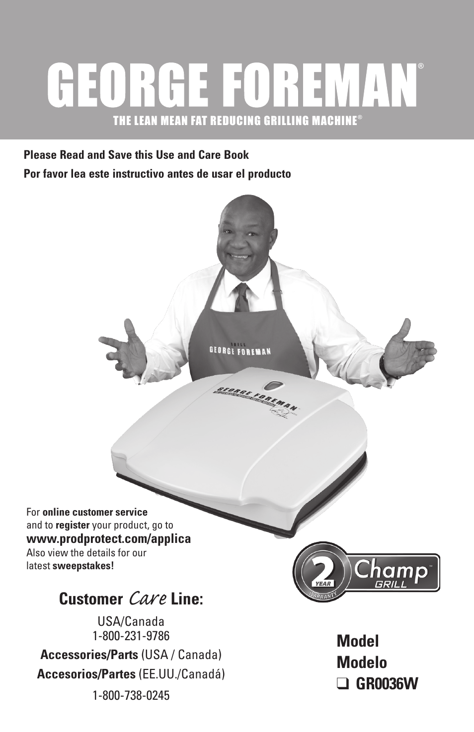 George Foreman GR0036W User Manual | 15 pages