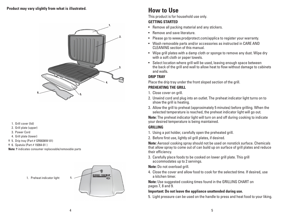 How to use | George Foreman GR0036W User Manual | Page 3 / 15