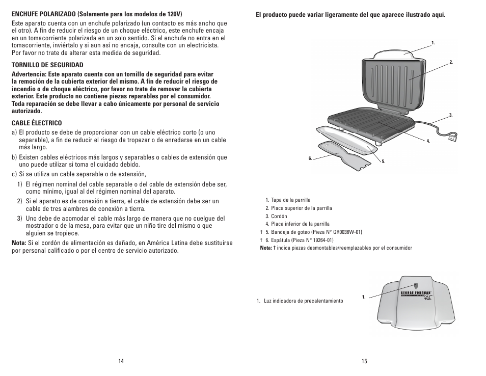 George Foreman GR0036W User Manual | Page 8 / 15