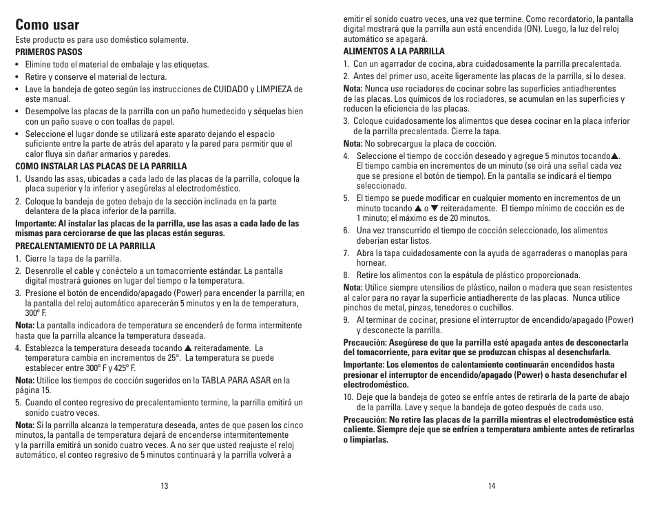 Como usar | George Foreman GRP99SB User Manual | Page 8 / 13
