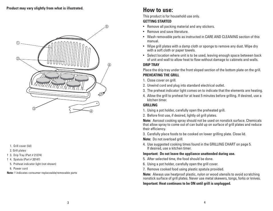 How to use | George Foreman GR1212PQ User Manual | Page 3 / 13