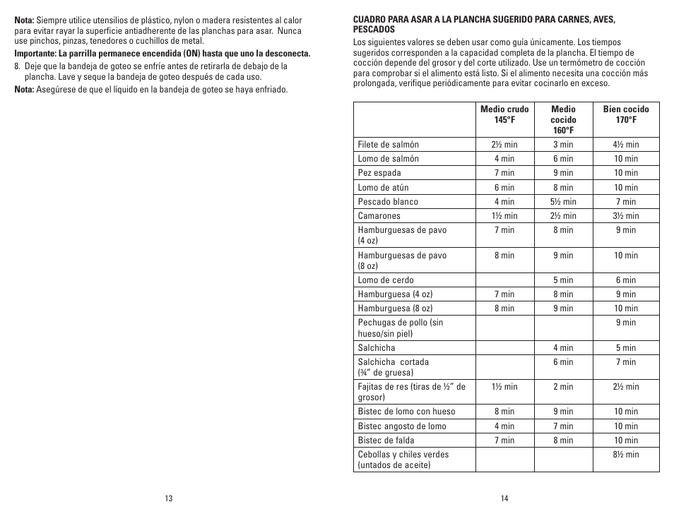 George Foreman GR1212PQ User Manual | Page 8 / 13