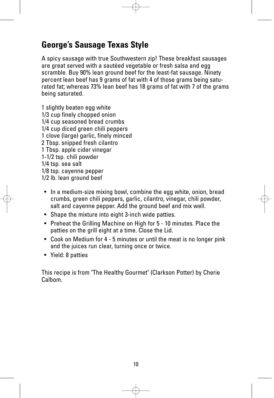 George’s sausage texas style | George Foreman GR38SIL User Manual | Page 10 / 16