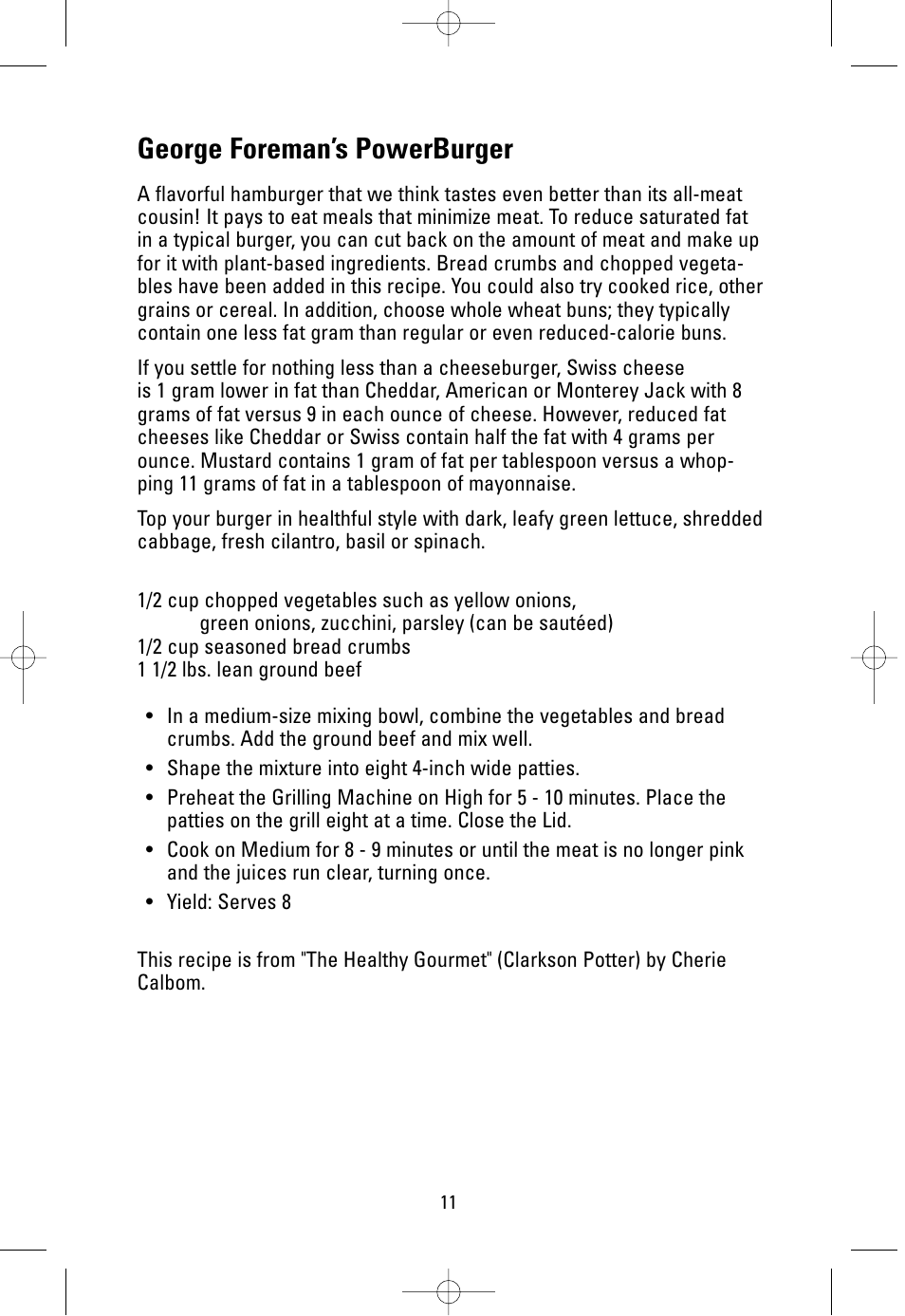 George foreman’s powerburger | George Foreman GR38SIL User Manual | Page 11 / 16