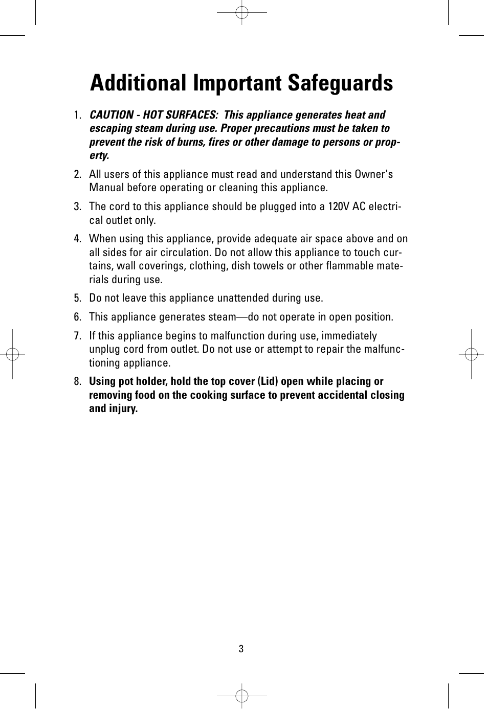 Additional important safeguards | George Foreman GR38SIL User Manual | Page 3 / 16