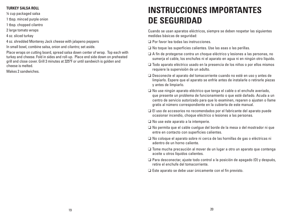 Instrucciones importantes de seguridad | George Foreman GRP6E User Manual | Page 11 / 23