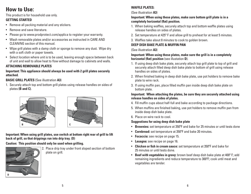 How to use | George Foreman GRP6E User Manual | Page 4 / 23