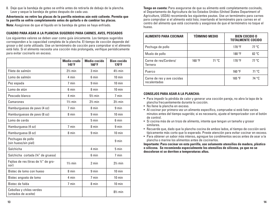 George Foreman GRV80 User Manual | Page 8 / 11