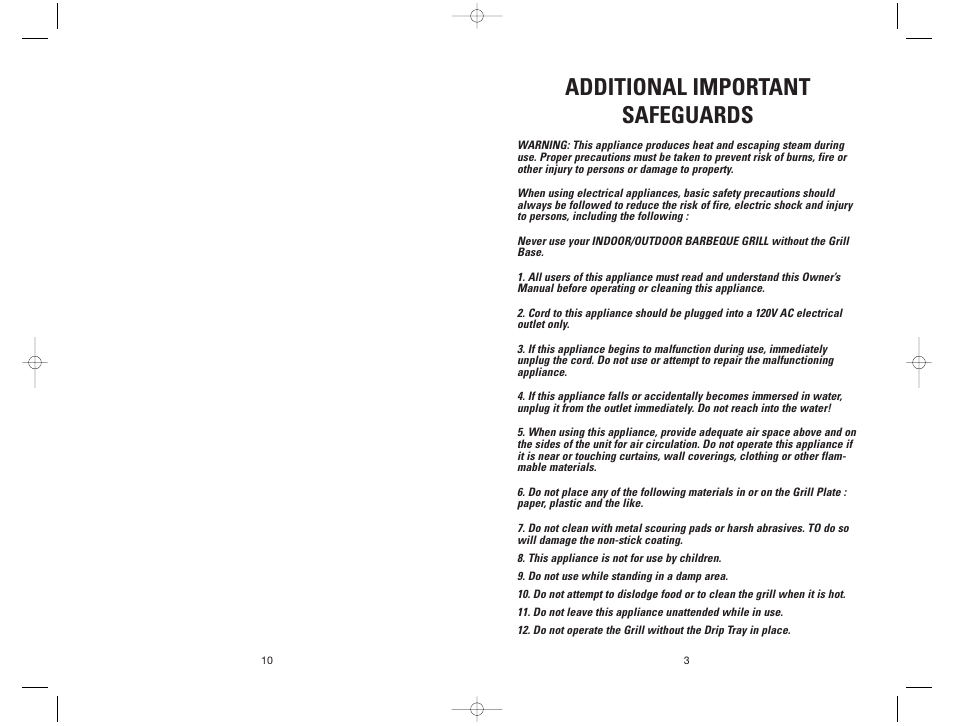 Additional important safeguards | George Foreman GGR200RDDS User Manual | Page 3 / 12