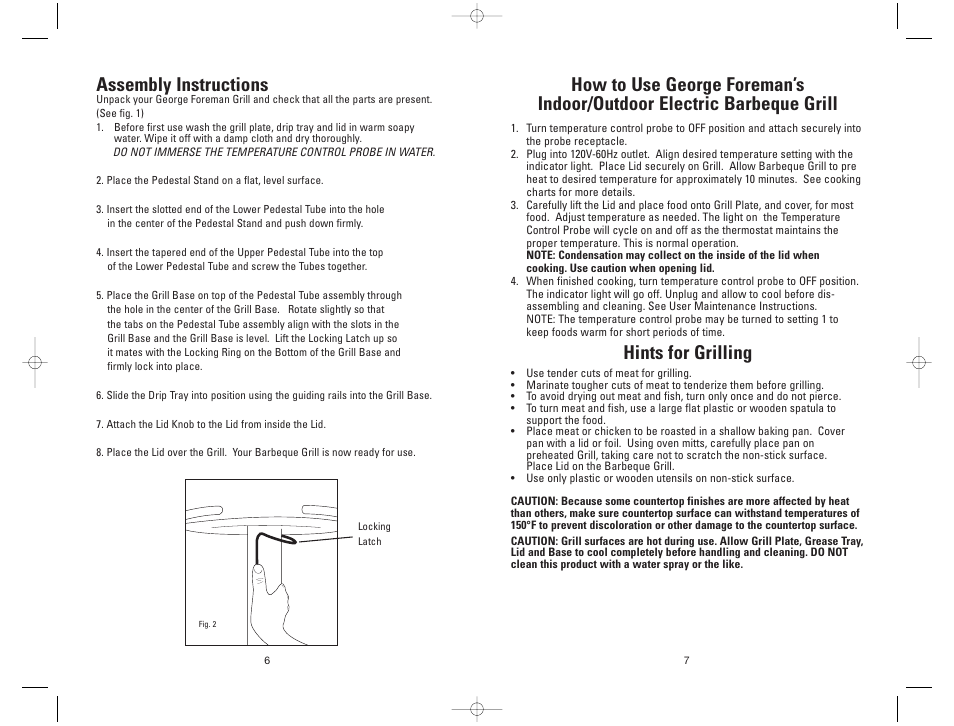 Assembly instructions, Hints for grilling | George Foreman GGR200RDDS User Manual | Page 6 / 12