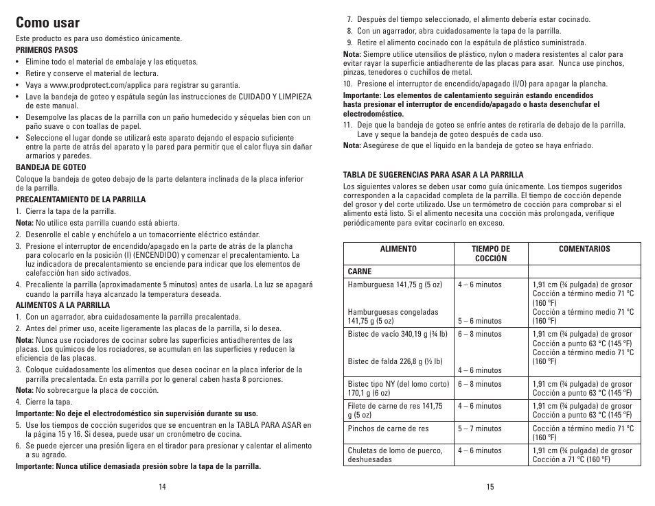 Como usar | George Foreman GR144 User Manual | Page 8 / 13