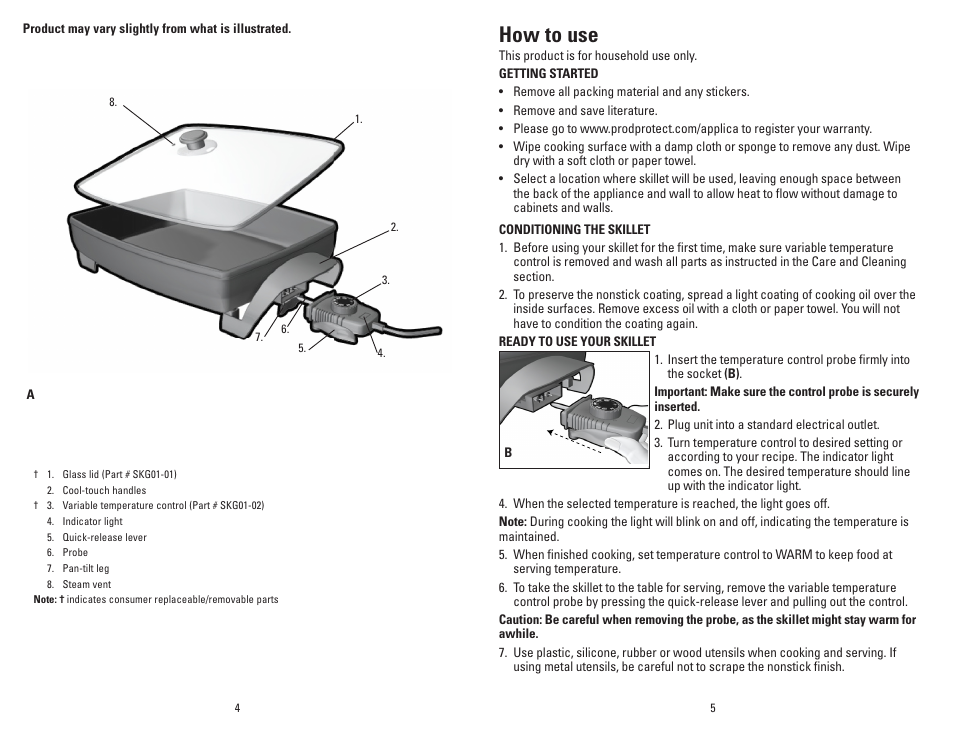 How to use | George Foreman SKG01GFB User Manual | Page 3 / 9
