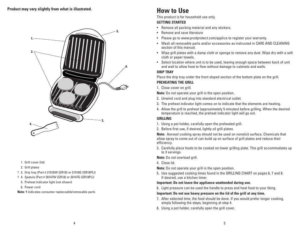 How to use | George Foreman Champ GR18 User Manual | Page 3 / 13